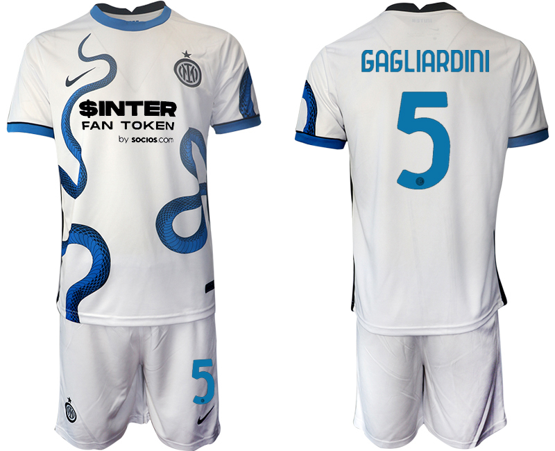 Men 2021-2022 Club Inter Milan away white #5 Soccer Jersey->inter milan jersey->Soccer Club Jersey
